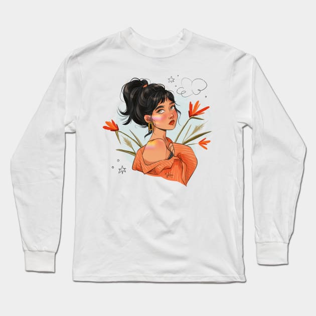 Spring Girl Long Sleeve T-Shirt by Valerchikko 